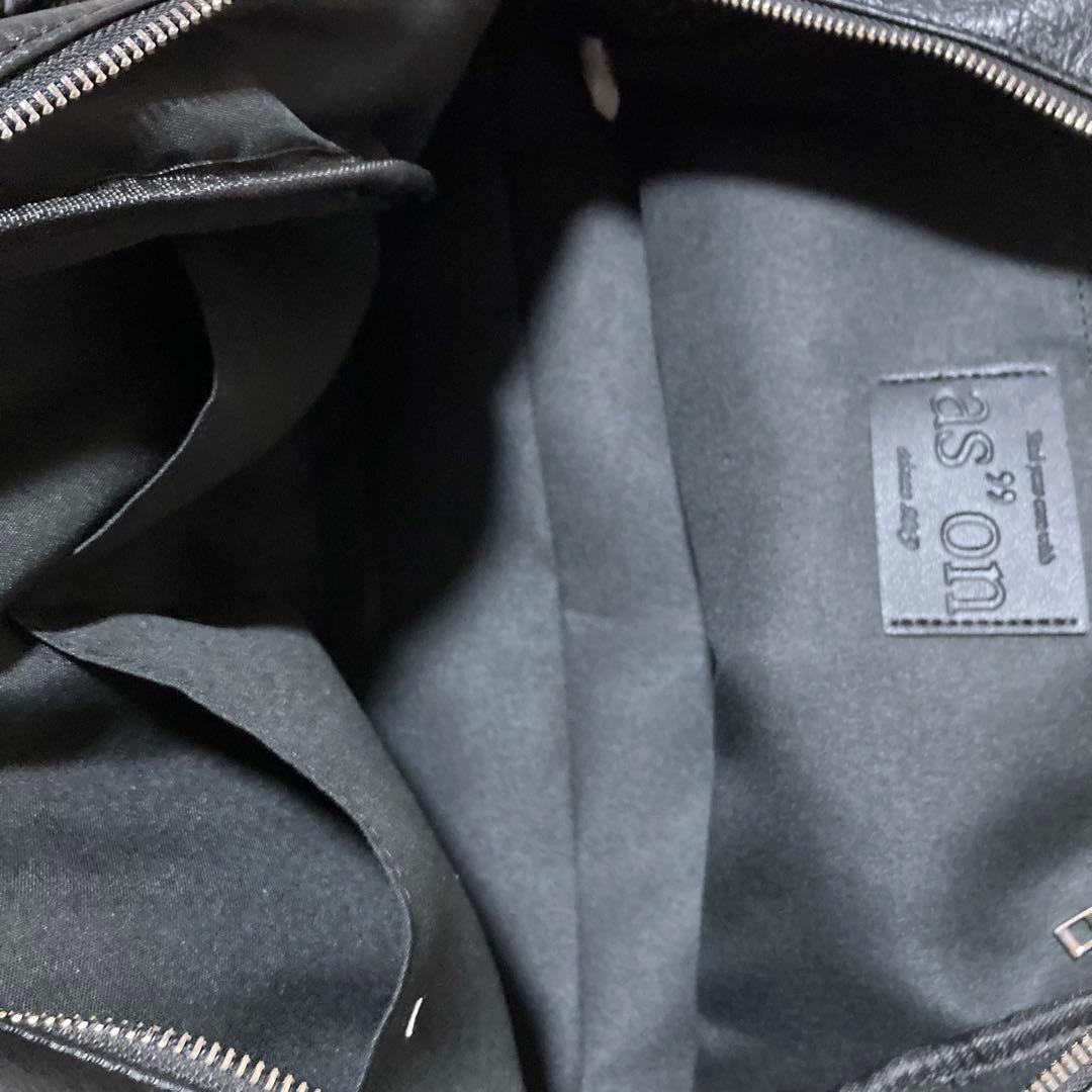 ASON アズオン レザー ショルダーバッグ 黒 Lサイズ