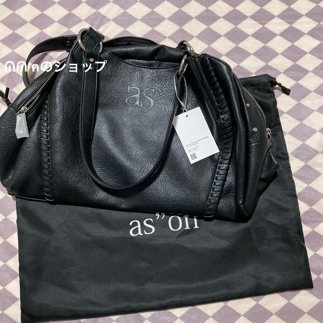 ASON アズオン レザー ショルダーバッグ 黒 Lサイズ