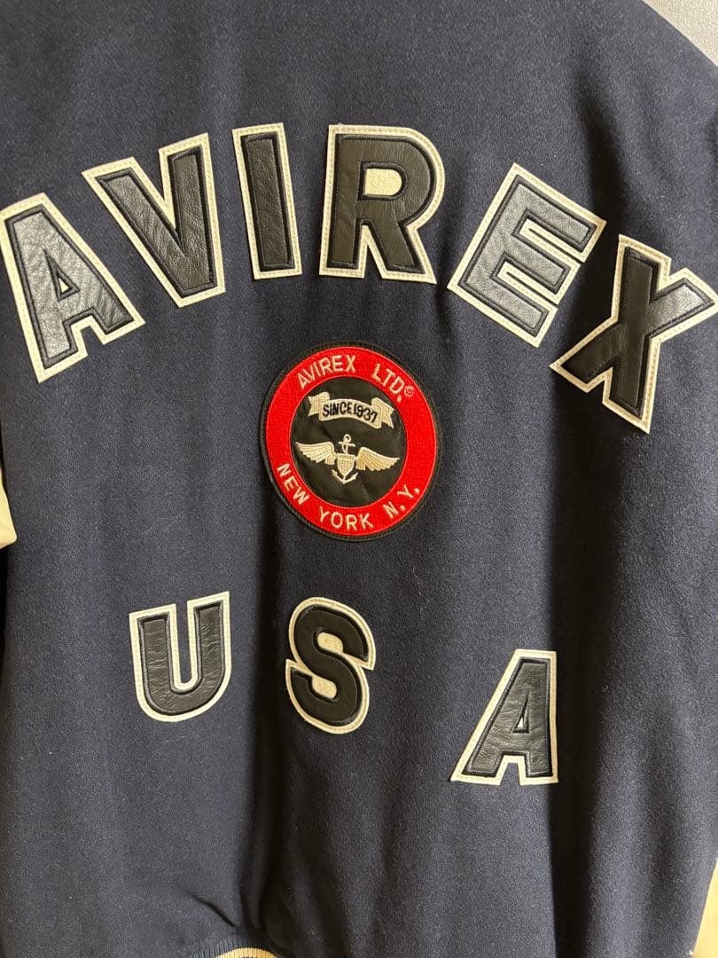 新品未使用AVIREX スタジャン ネイビー/ベージュ