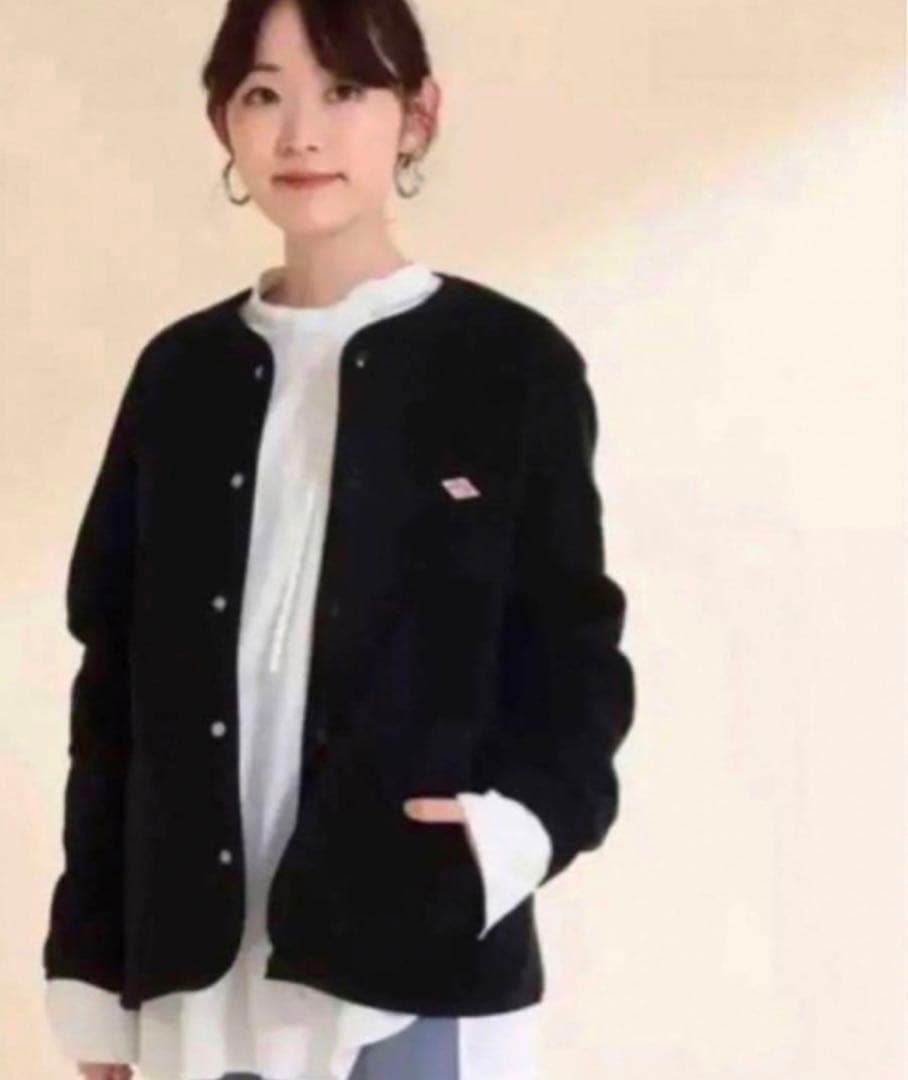 DANTONダントン　ノーカラー フリース ジャケット　ブラック36