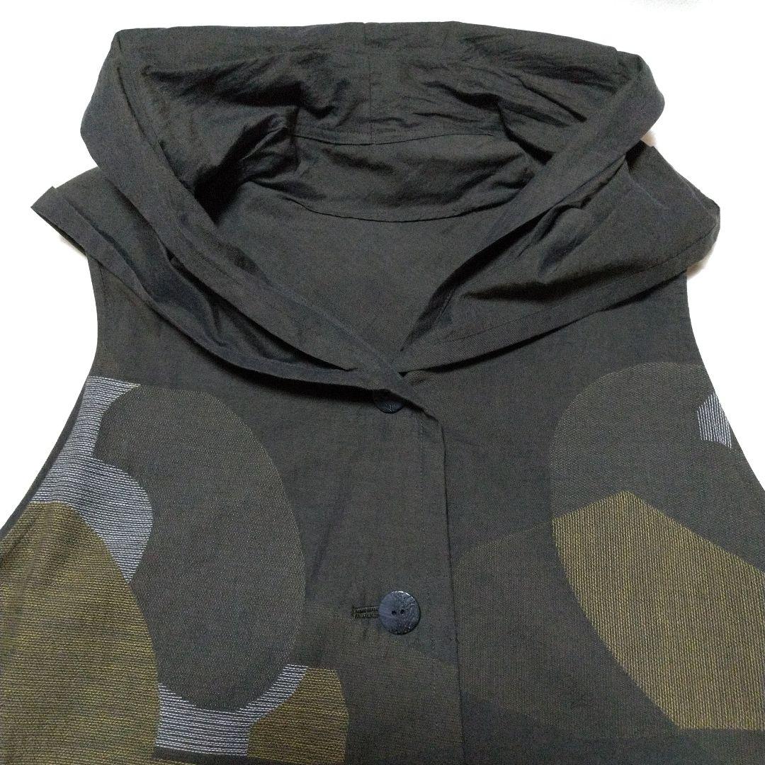 美品　慈雨 ロングベスト　ジレ　チュニック　カーキ系　センソユニコ　L