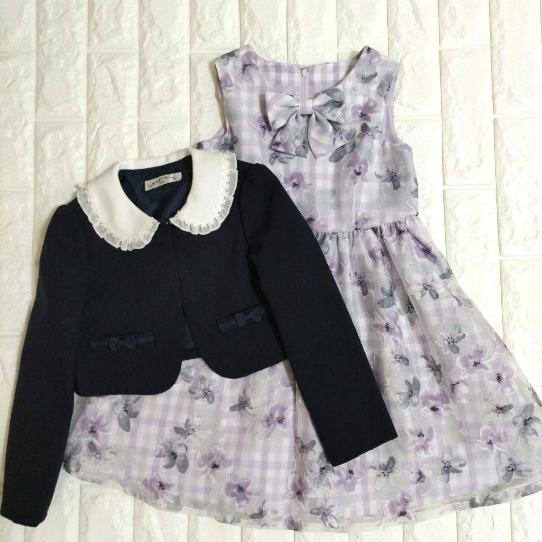 【130】CHOPIN ジャケット ワンピース 花柄 パープル アンサンブル