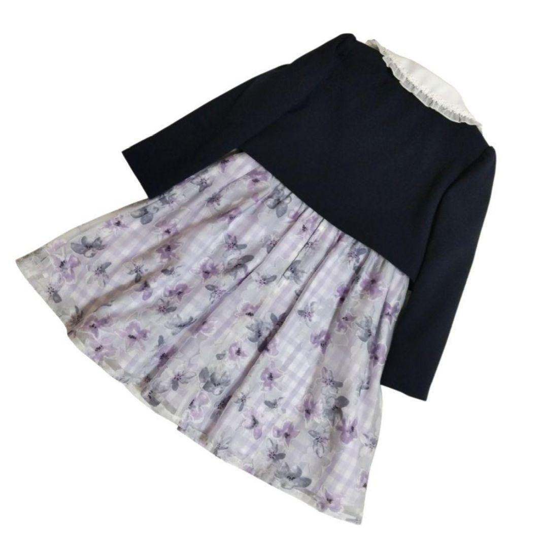 【130】CHOPIN ジャケット ワンピース 花柄 パープル アンサンブル