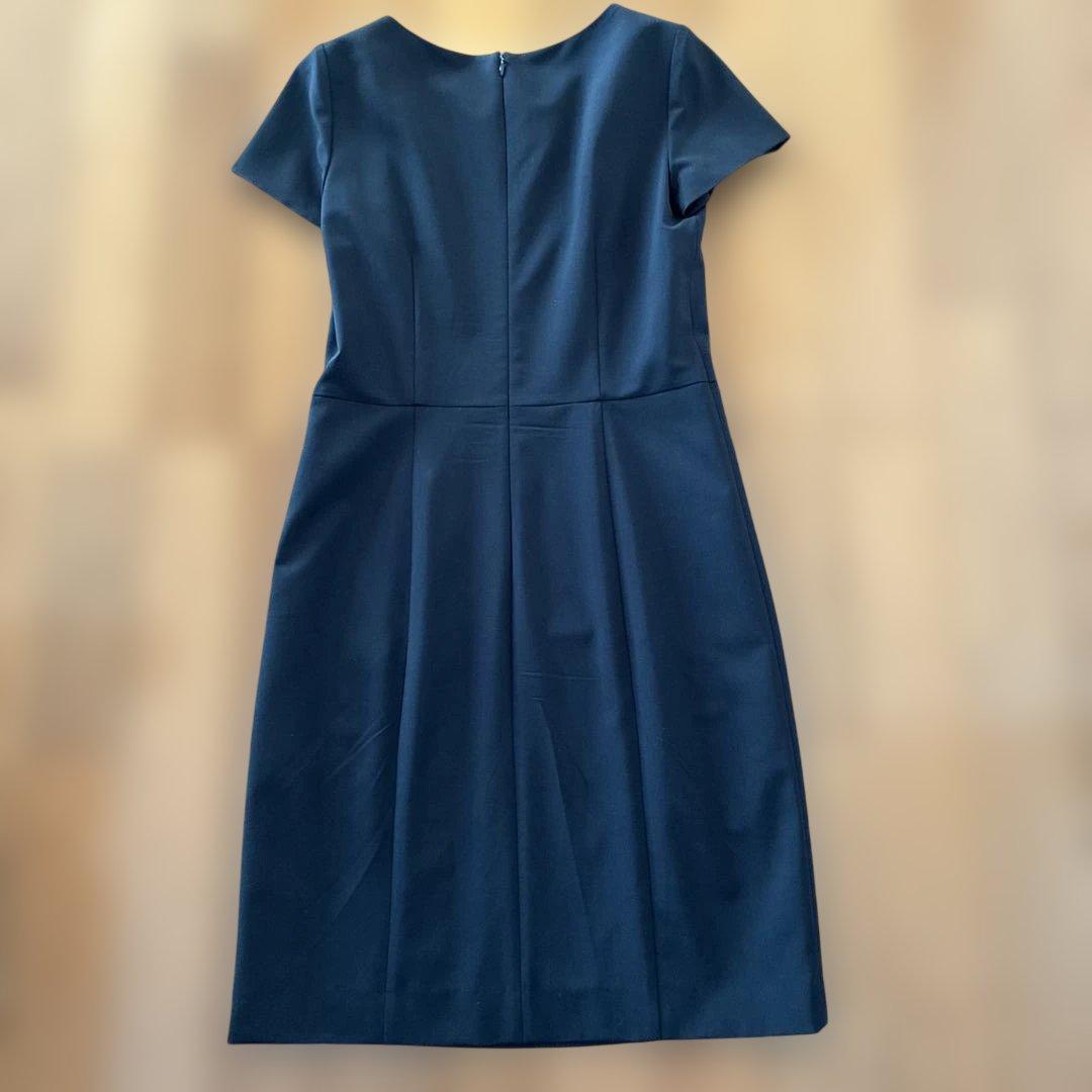 美品　Theoryノーカラージャケット ワンピーススーツ セットアップ ネイビー