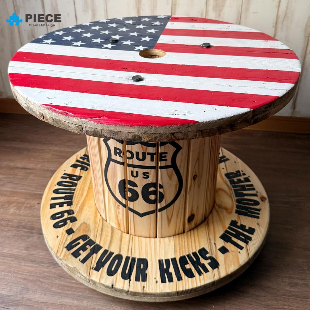 ケーブルドラム 電線ドラム サイドテーブル アメリカン ガレージ 星条旗