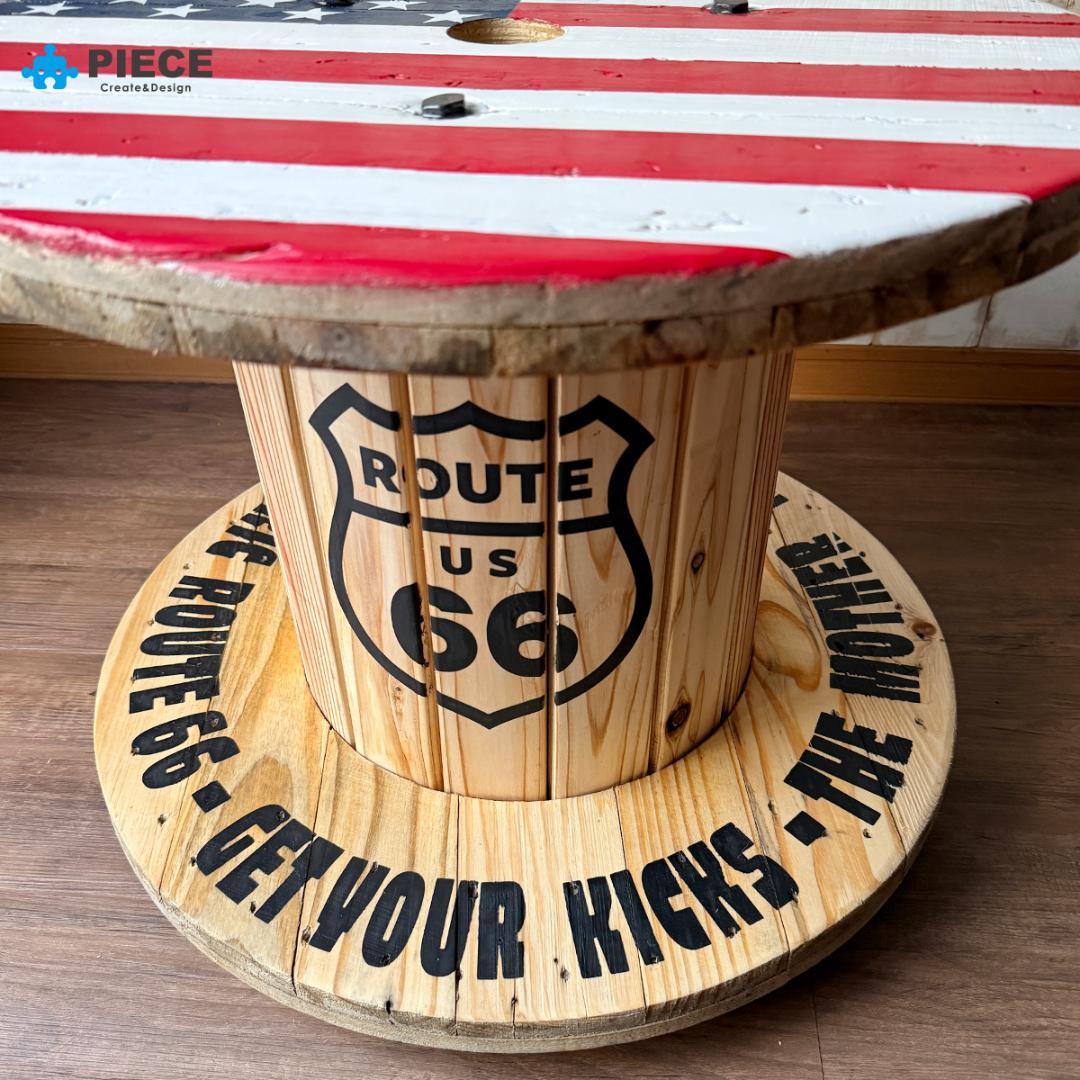 ケーブルドラム 電線ドラム サイドテーブル アメリカン ガレージ 星条旗