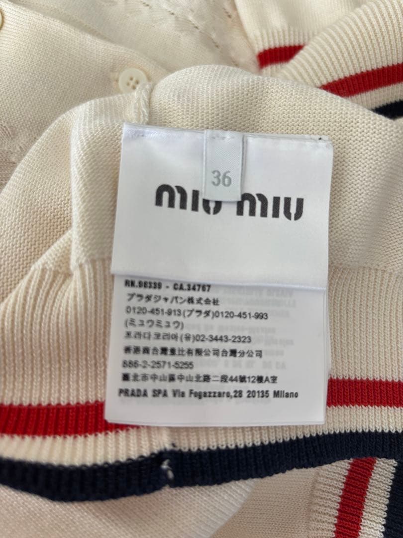 m.ha 　　MIU MIU ホワイト 半袖ポロシャツ