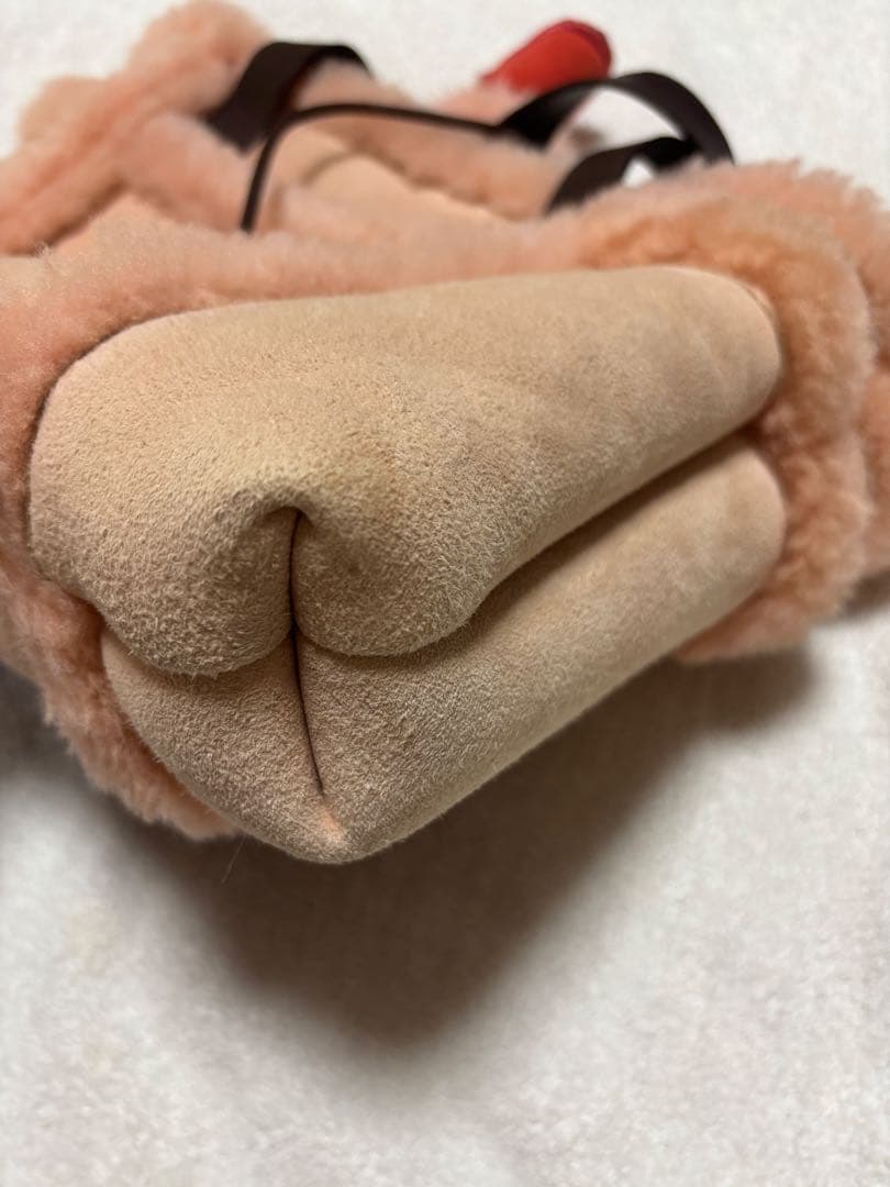 UGG ファー付きトートバッグ ピンクベージュ