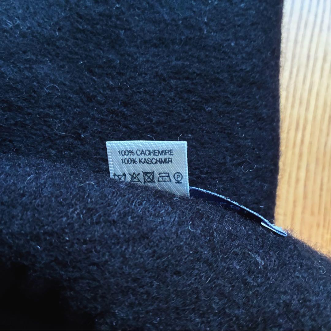 美品 ジョンストンズ カシミヤ100％ マフラー 黒　無地　正規品　WA16