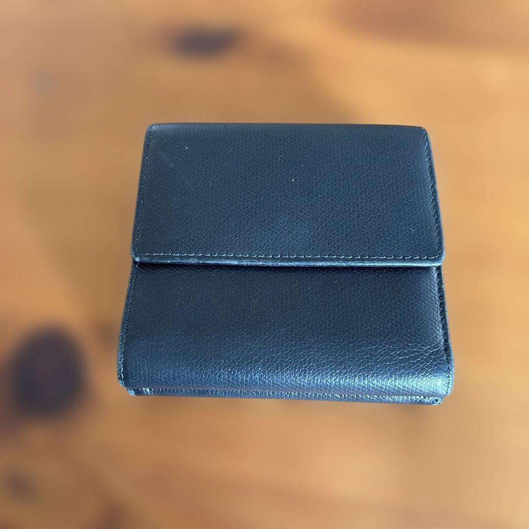 CHANEL 黒 レザー 三つ折り財布