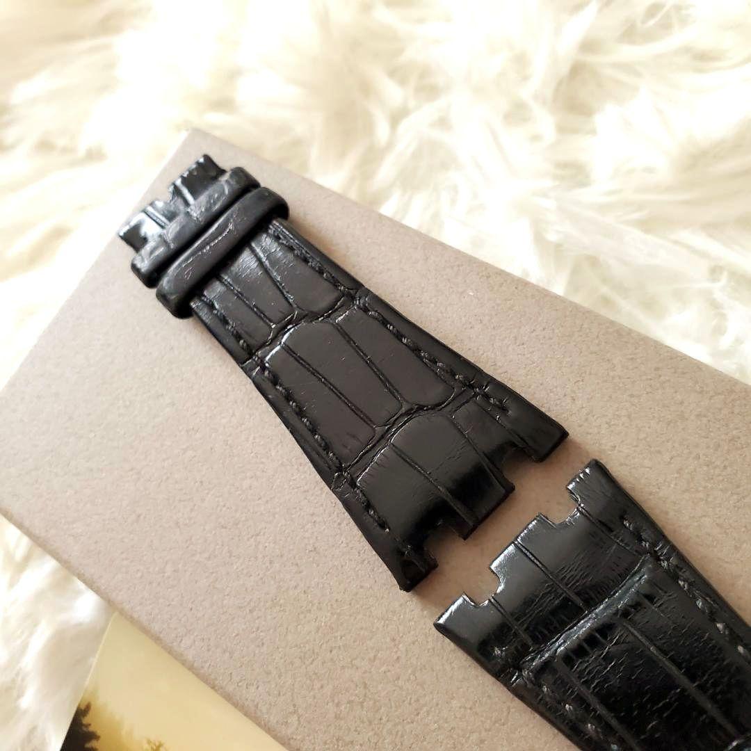 良品 オーデマピゲ レザーベルト 希少 アリゲーター 黒 ローテ 交換用として