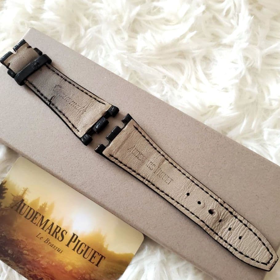 良品 オーデマピゲ レザーベルト 希少 アリゲーター 黒 ローテ 交換用として