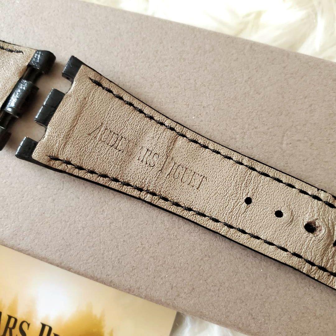 良品 オーデマピゲ レザーベルト 希少 アリゲーター 黒 ローテ 交換用として