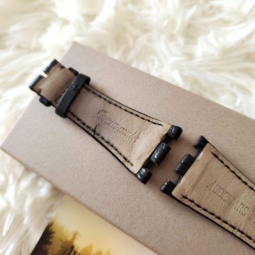 良品 オーデマピゲ レザーベルト 希少 アリゲーター 黒 ローテ 交換用として