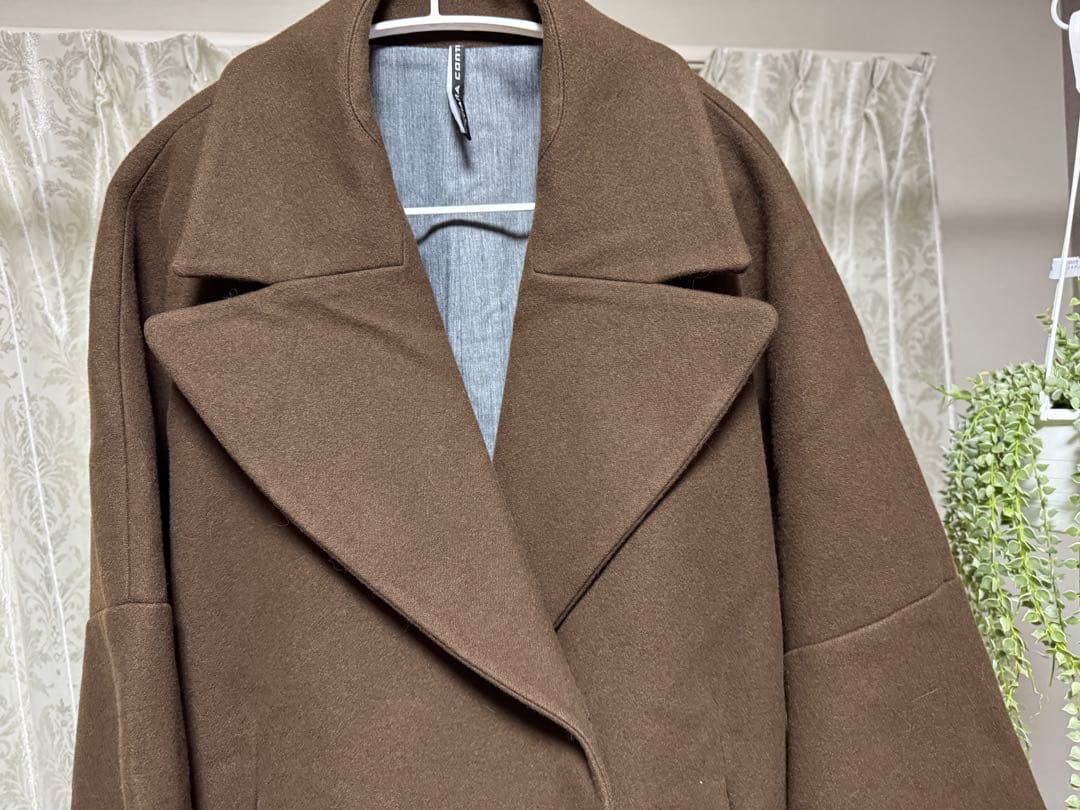 ウール コート　イタリア製　チョコレートブラウン　チェスター