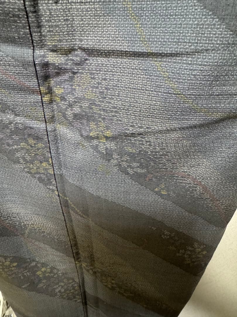 【極美品】重要無形文化財 本場結城紬「結」グレー「極上120亀甲」地機