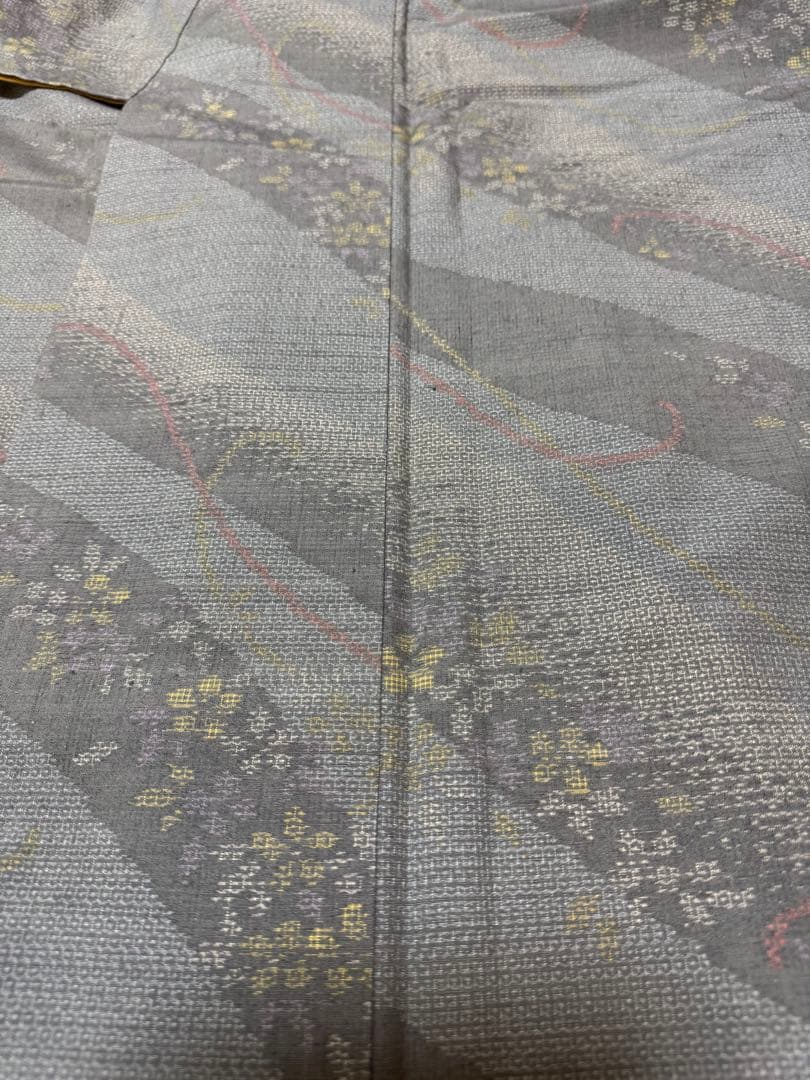 【極美品】重要無形文化財 本場結城紬「結」グレー「極上120亀甲」地機
