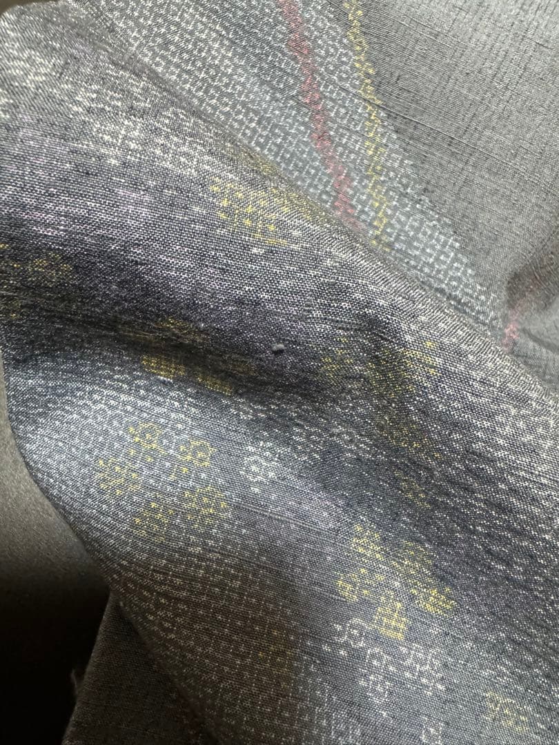 【極美品】重要無形文化財 本場結城紬「結」グレー「極上120亀甲」地機