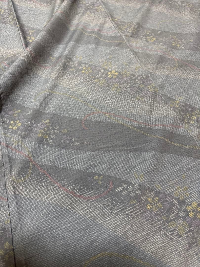 【極美品】重要無形文化財 本場結城紬「結」グレー「極上120亀甲」地機