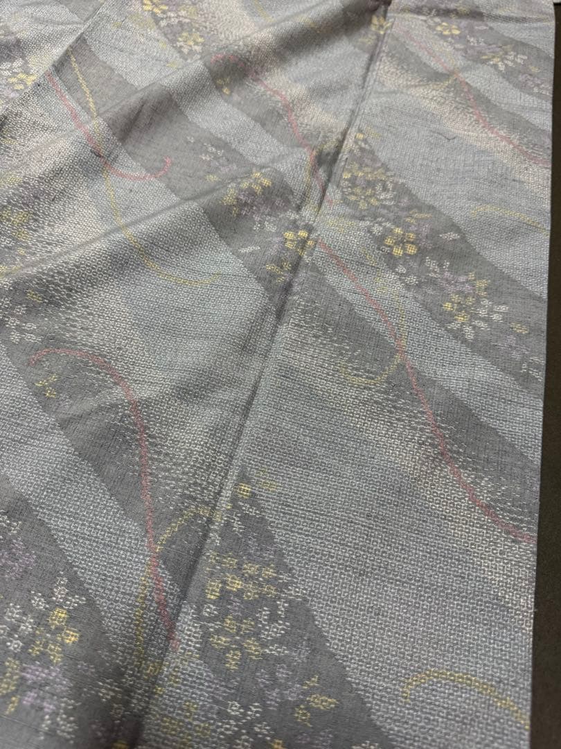【極美品】重要無形文化財 本場結城紬「結」グレー「極上120亀甲」地機