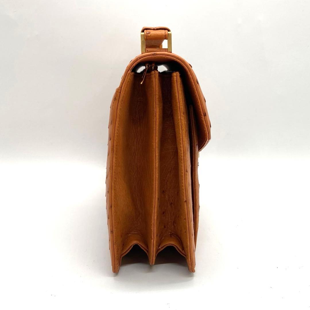 未使用品✨オーストリッチ ハンドバッグ ダイヤル式 フォーマル トップハンドル