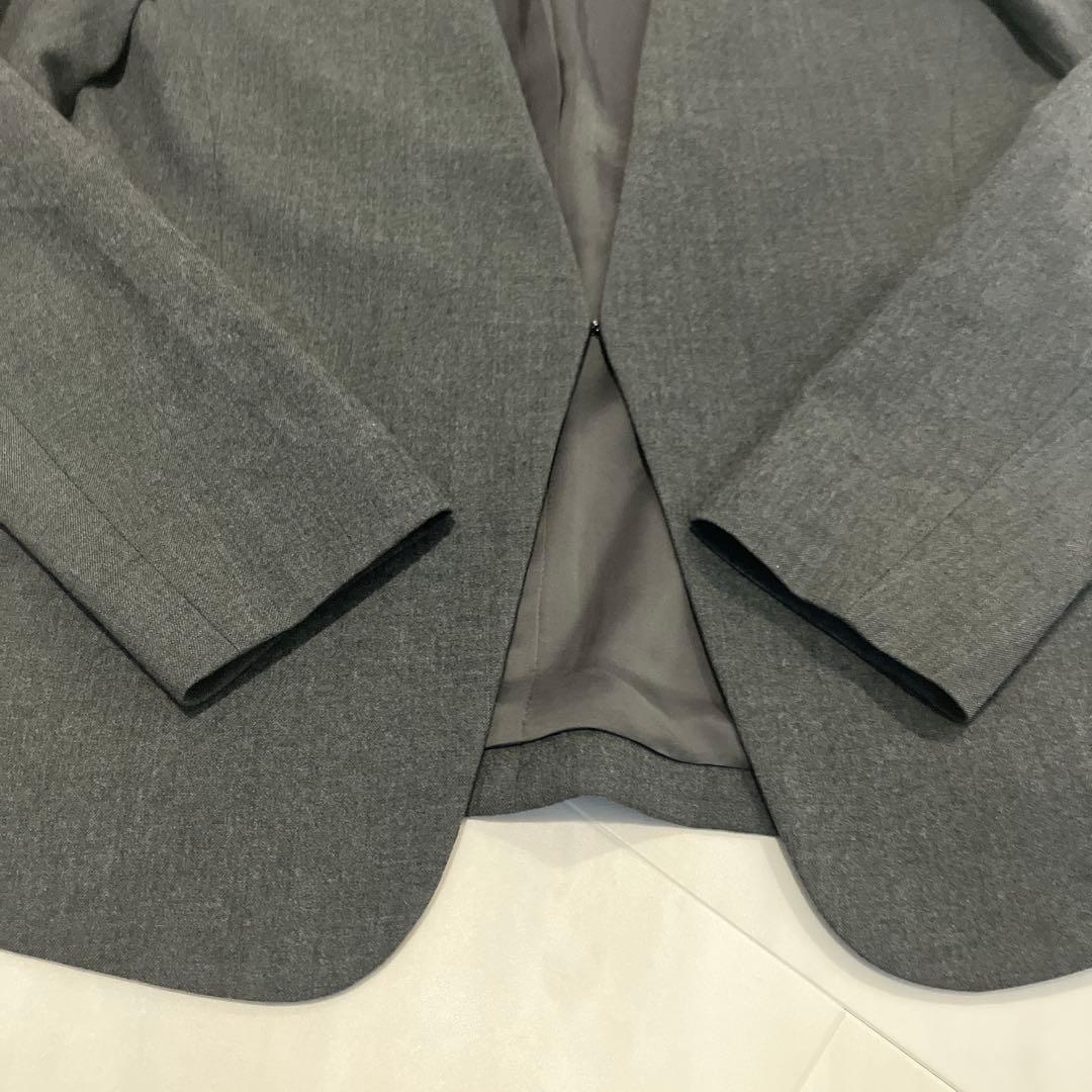 セオリーリュクス カラーレスジャケット サキソニーソフト ノーカラー グレー M