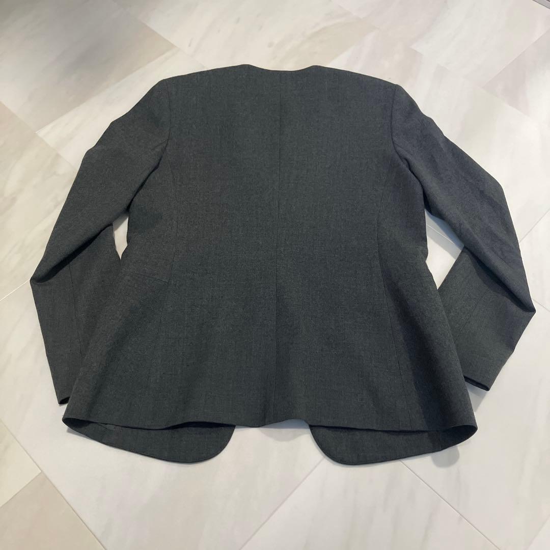 セオリーリュクス カラーレスジャケット サキソニーソフト ノーカラー グレー M