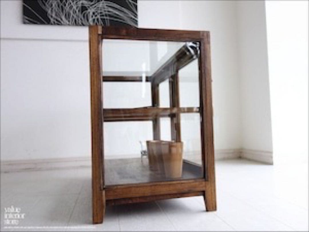 【10000000】チーク総無垢 ガラスパンケース’80W キャビネット