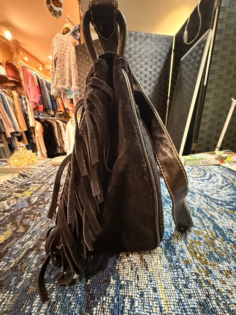 PRADA 90s ヴィンテージ レザー×パイソン フリンジ ショルダーバッグ