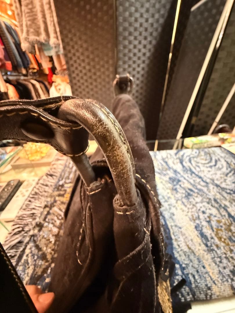 PRADA 90s ヴィンテージ レザー×パイソン フリンジ ショルダーバッグ