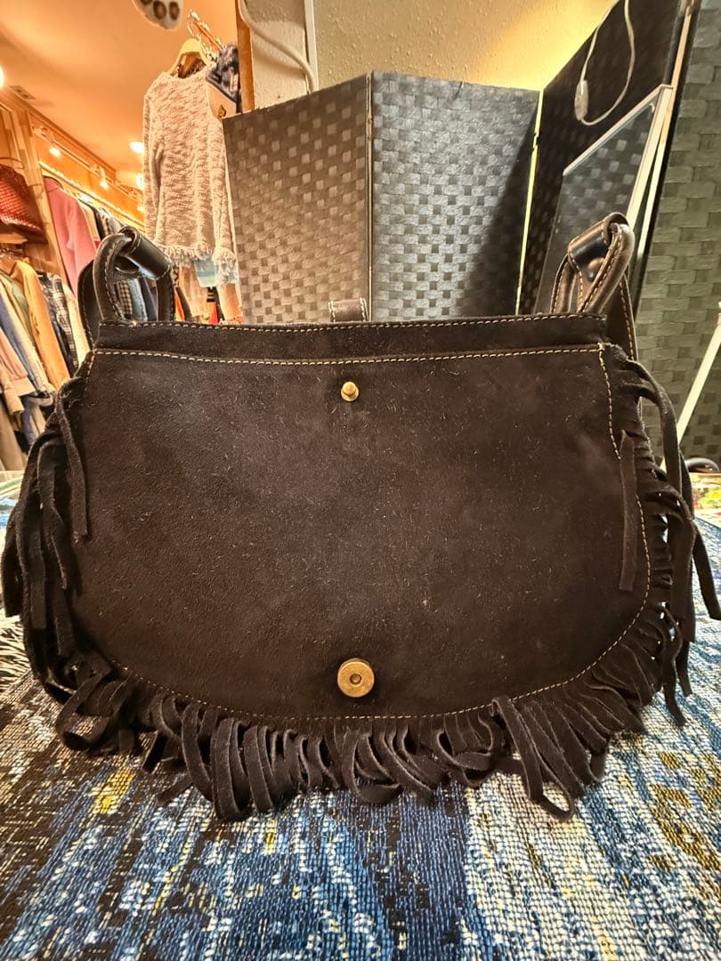 PRADA 90s ヴィンテージ レザー×パイソン フリンジ ショルダーバッグ