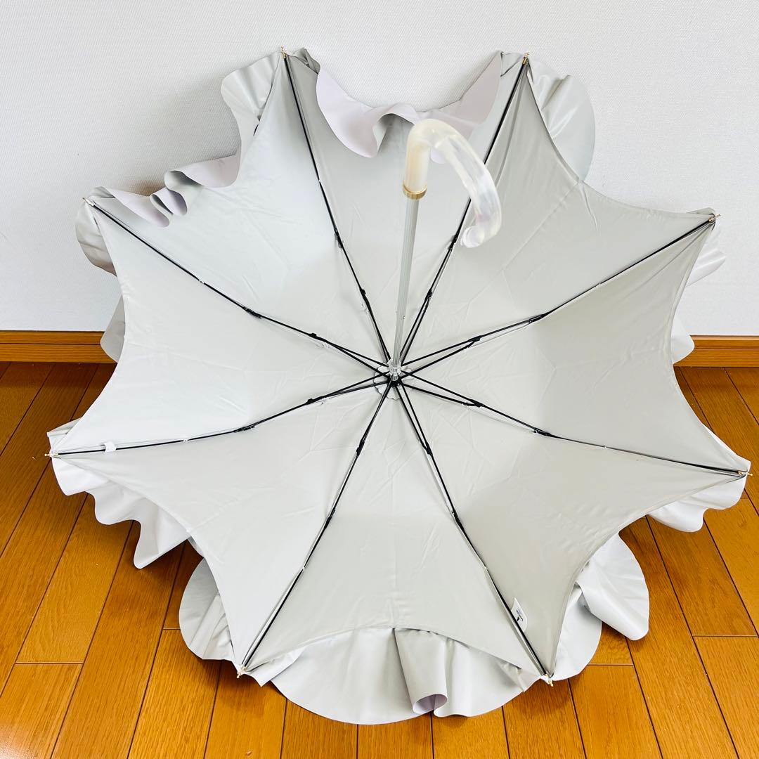 【新品同様✨】ランバン オン ブルー ラッフルフリル 折りたたみ傘 楽折り