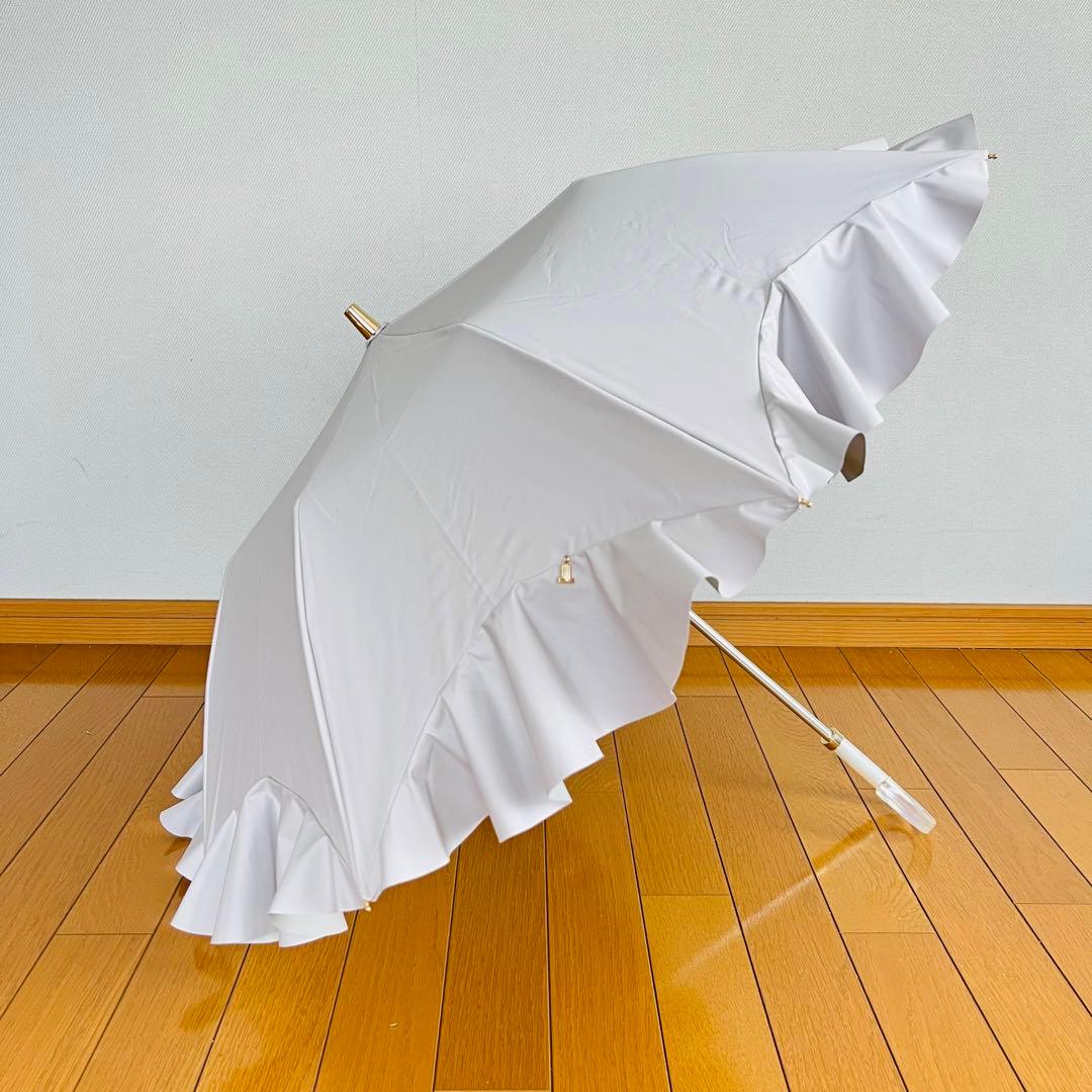 【新品同様✨】ランバン オン ブルー ラッフルフリル 折りたたみ傘 楽折り