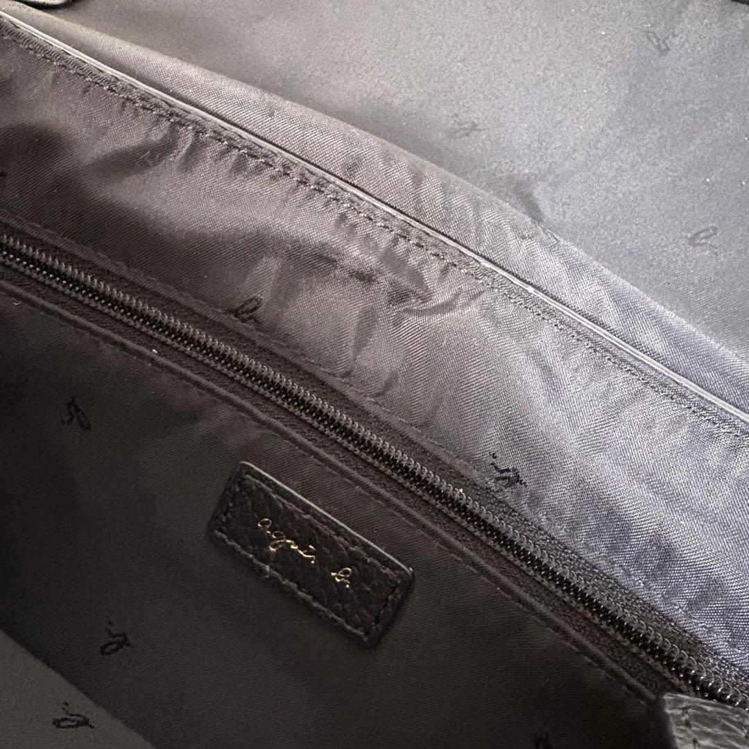 【真央】アニエスべー　レザーショルダーバッグ　シボ革