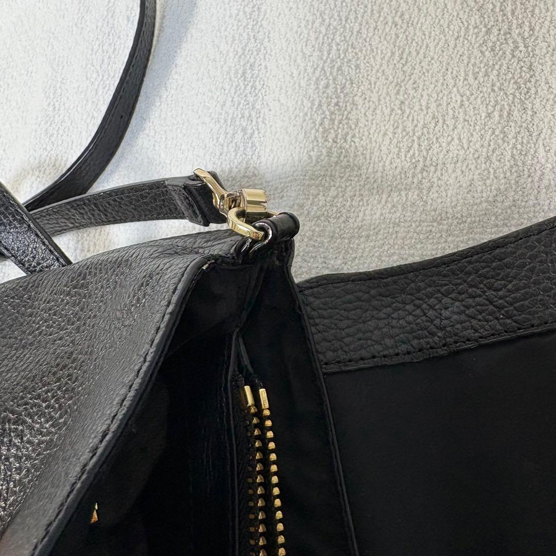 【真央】アニエスべー　レザーショルダーバッグ　シボ革