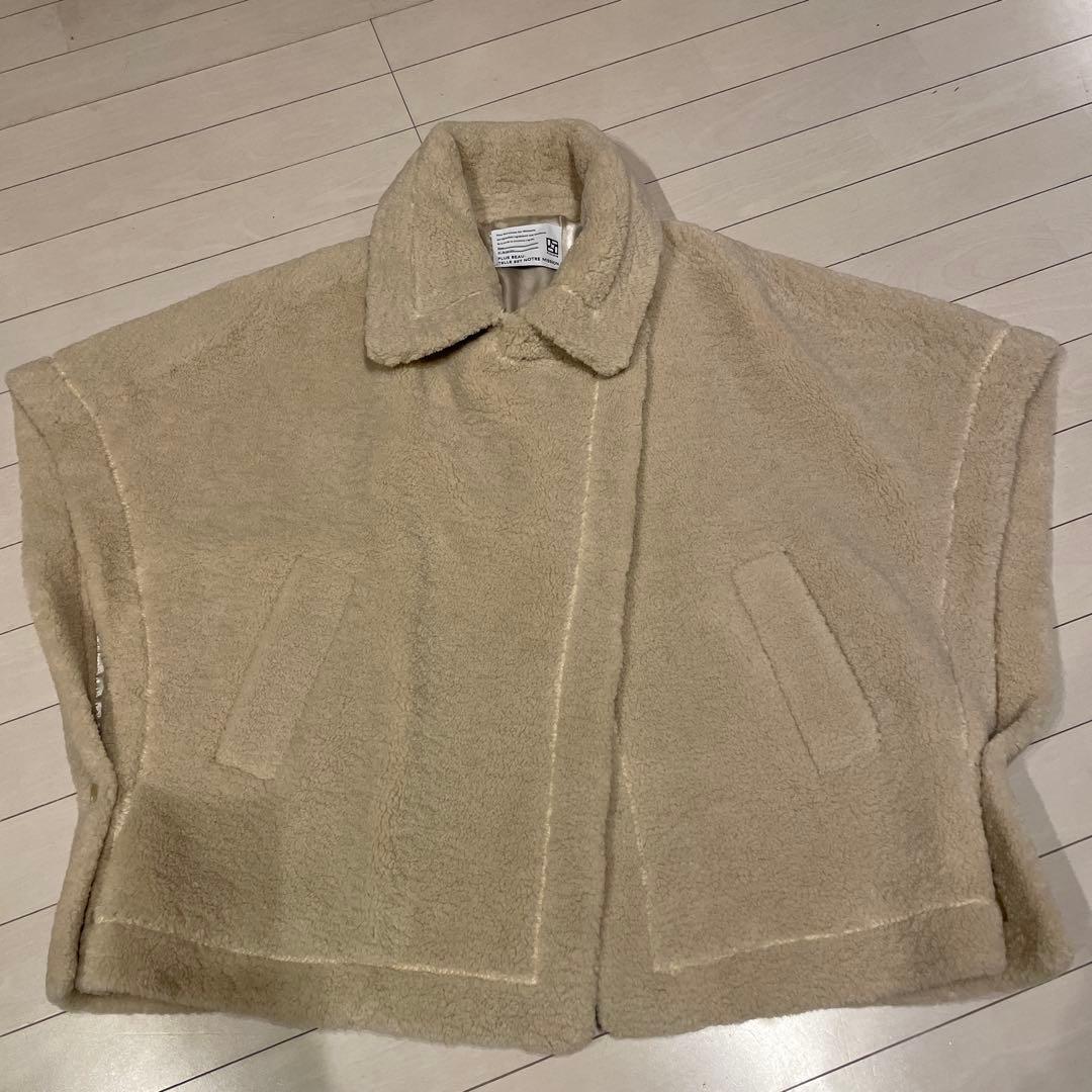極美品❤️PASSIONEパシオーネ❤️ボアショートポンチョ　アイボリー　M