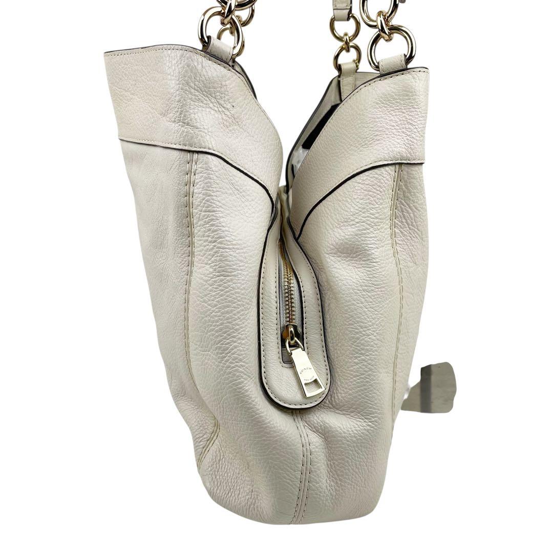 ✨極美品　COACH コーチ　ペブルレザー　トートバッグ　3室　シボ革　白