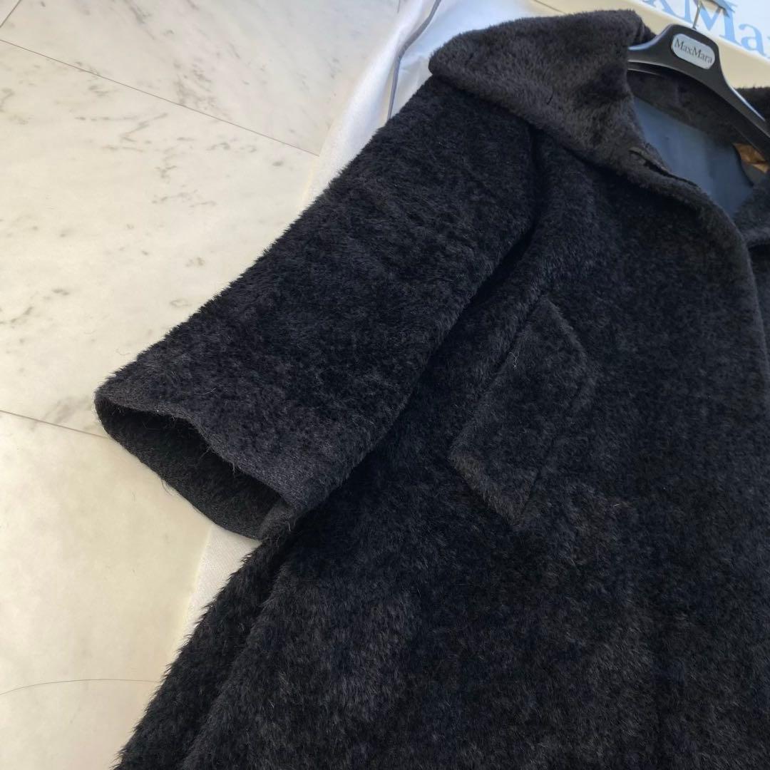 アルパカ混◎マックスマーラ　シャギーコート　テディ　ゆったりシルエット　ブラック