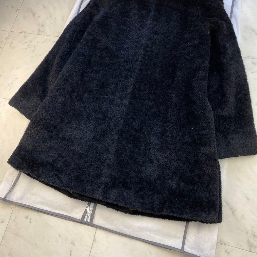 アルパカ混◎マックスマーラ　シャギーコート　テディ　ゆったりシルエット　ブラック