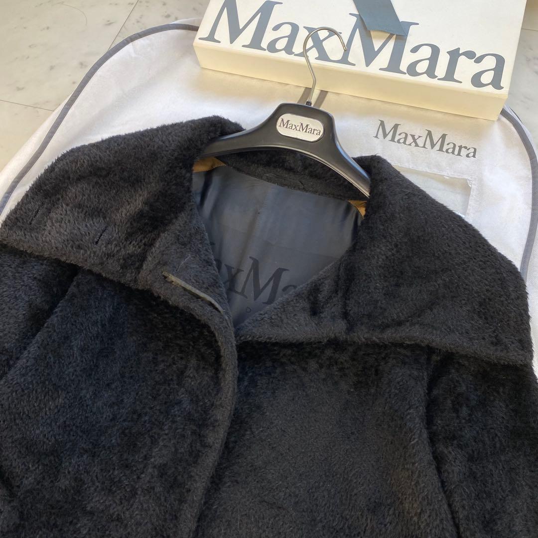 アルパカ混◎マックスマーラ　シャギーコート　テディ　ゆったりシルエット　ブラック