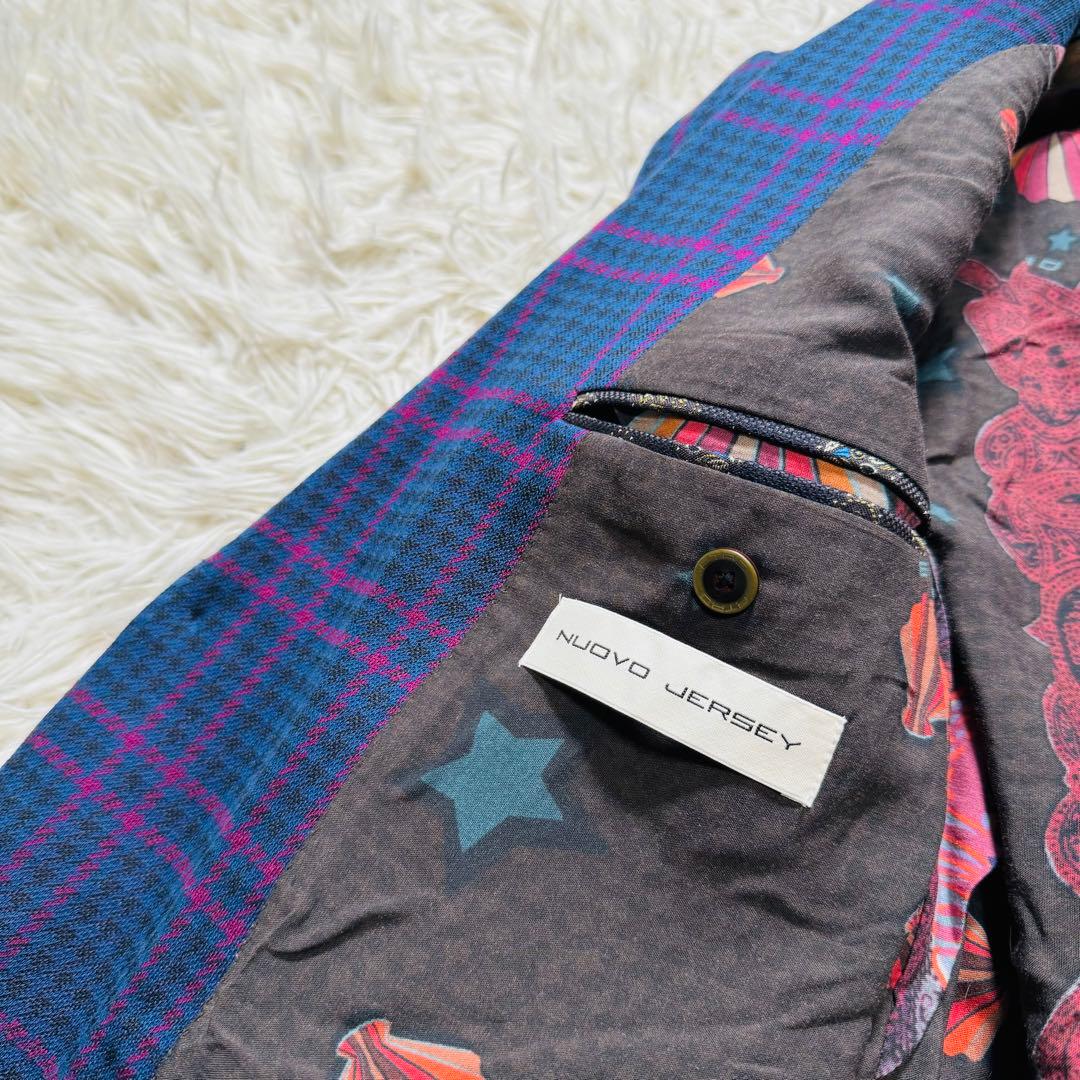 未使用品級 現行 ETRO スーツ セットアップ 46 ネイビー チェック