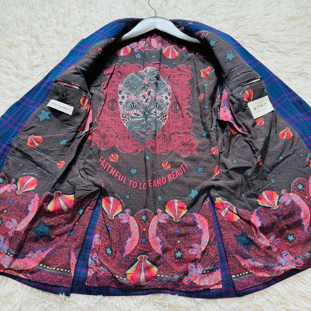 未使用品級 現行 ETRO スーツ セットアップ 46 ネイビー チェック