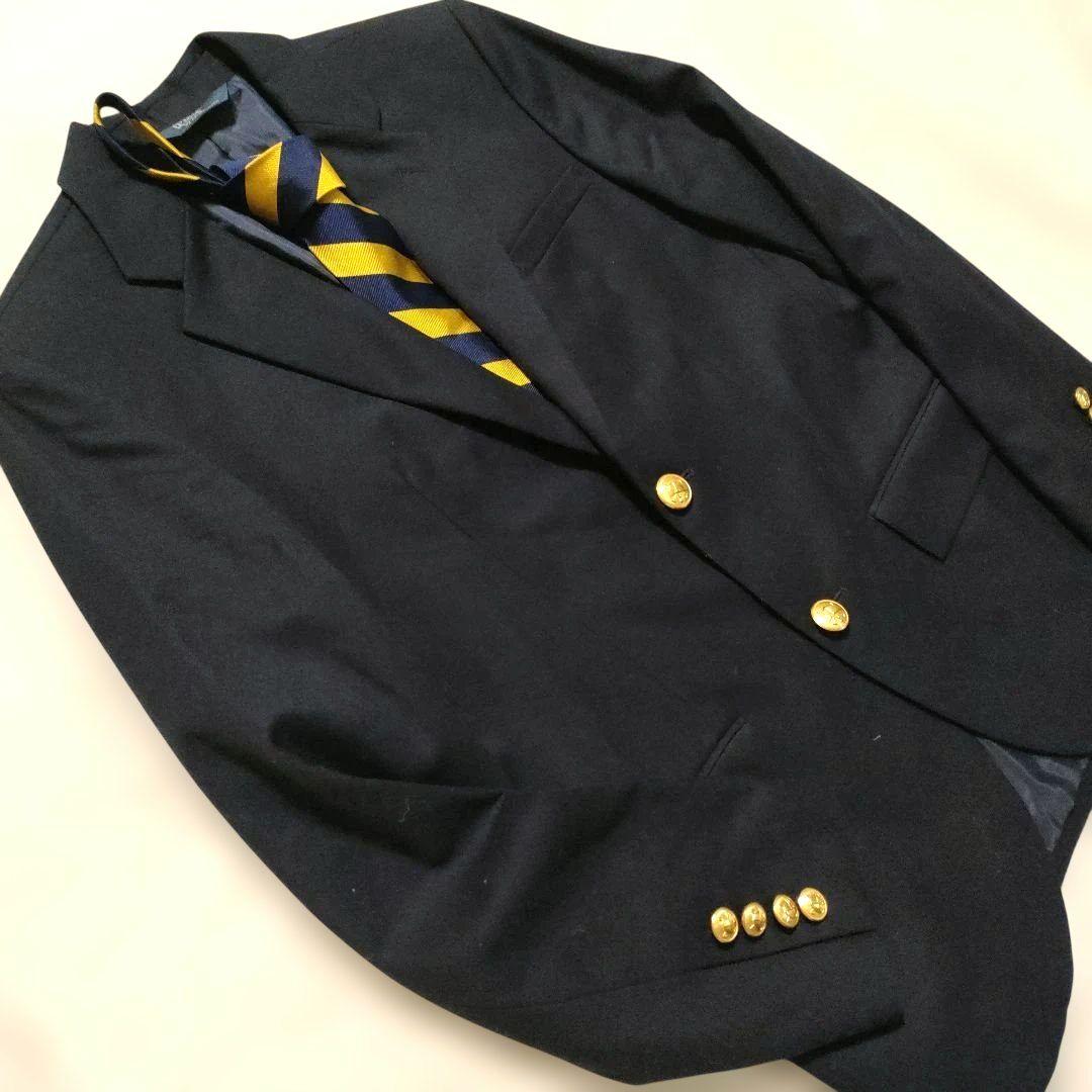 ☆美品☆ ラルフローレン 紺ブレ シングル ブレザー 金ボタン ネクタイ付