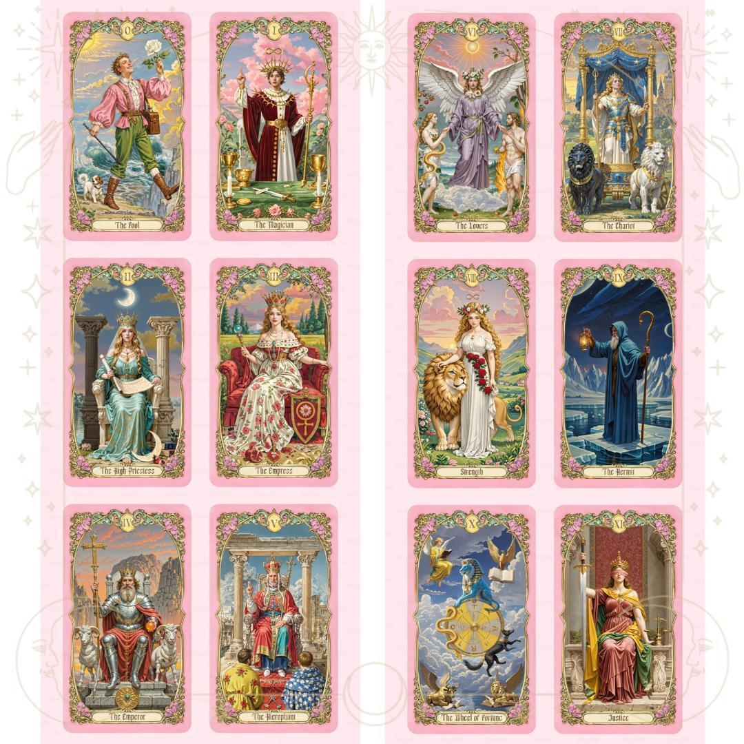 【正規品タロットカード】上品なピンク縁✨優雅で幻想的✨ロマンチックな愛のデッキ