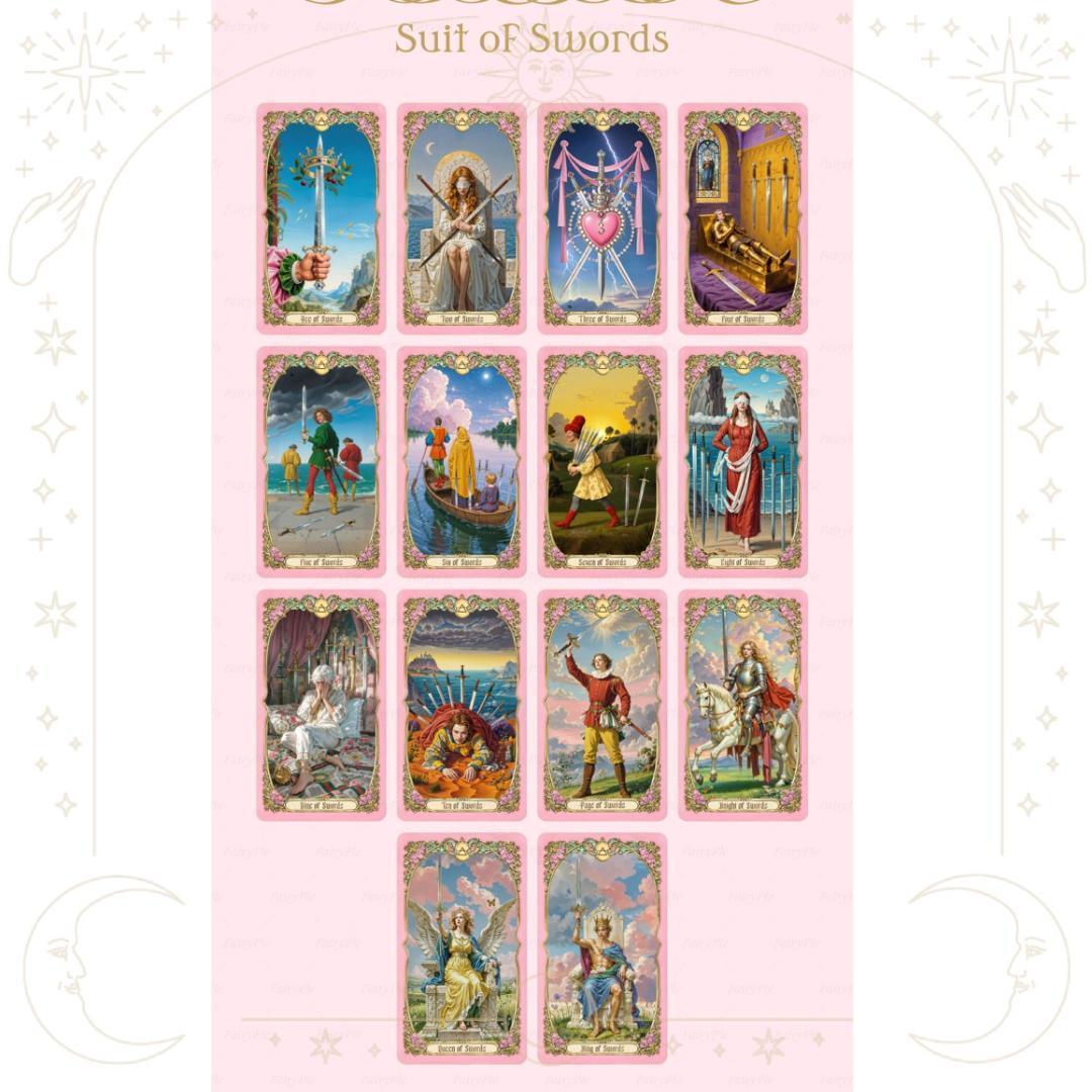 【正規品タロットカード】上品なピンク縁✨優雅で幻想的✨ロマンチックな愛のデッキ