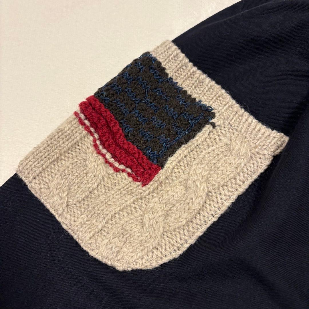 【エムアンドキョウコ】新品タグ付 デザインパンツ 1 ネイビー ニット切替