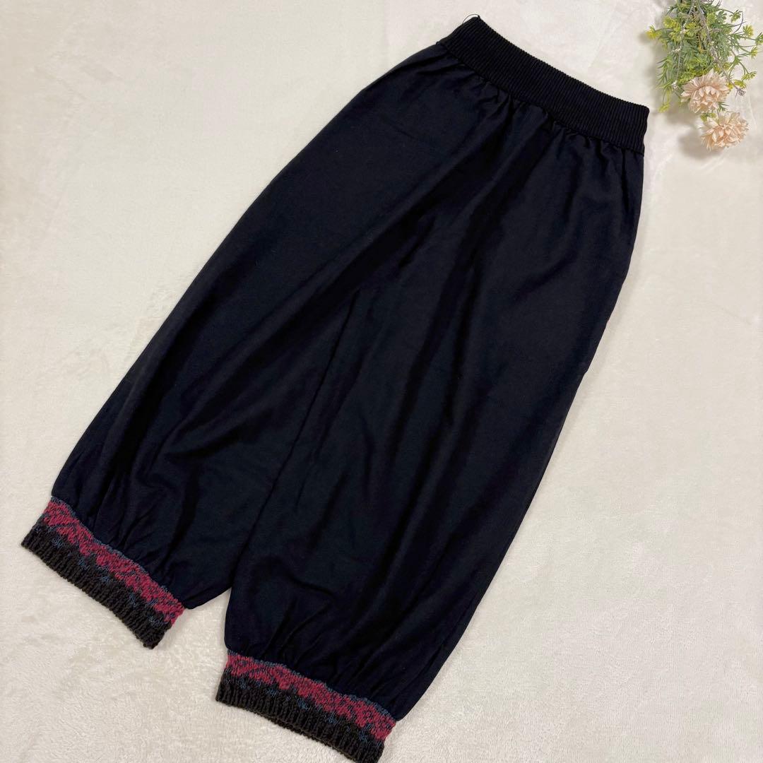 【エムアンドキョウコ】新品タグ付 デザインパンツ 1 ネイビー ニット切替