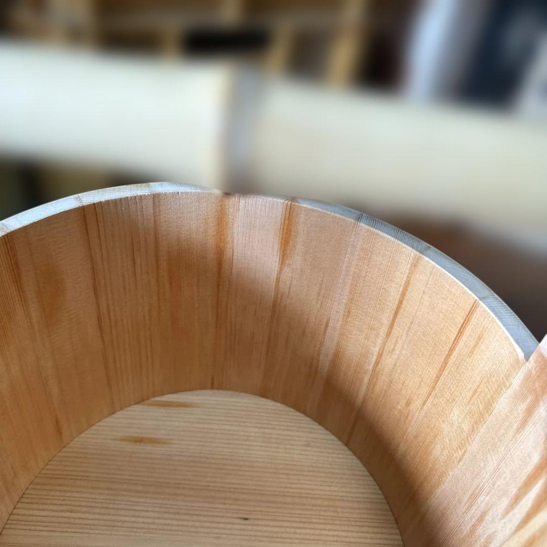 茶道具水張桶　竹手付　通桶　 水屋道具　露地道具　手桶　木製水指　割蓋