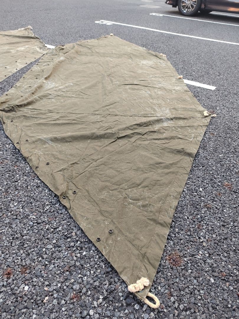 米軍 軍幕 US パップテント 2枚、ペグ10本、ポール2本