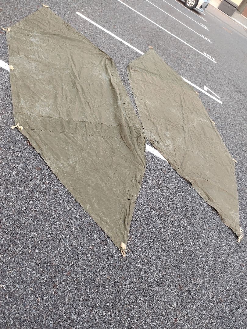 米軍 軍幕 US パップテント 2枚、ペグ10本、ポール2本